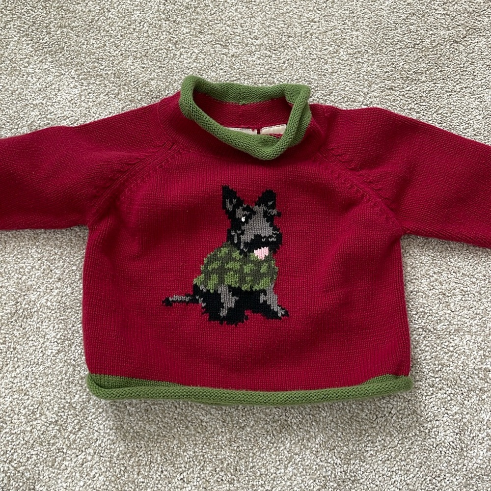 LL BEAN SCOTTY SWEATER CLASSIC DOG 3-6 M